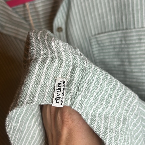 NWT Rhythm Livin Stripe Pocket Shirt Seaside Dress Collar Cotton Australia Beach - Picture 5 of 6